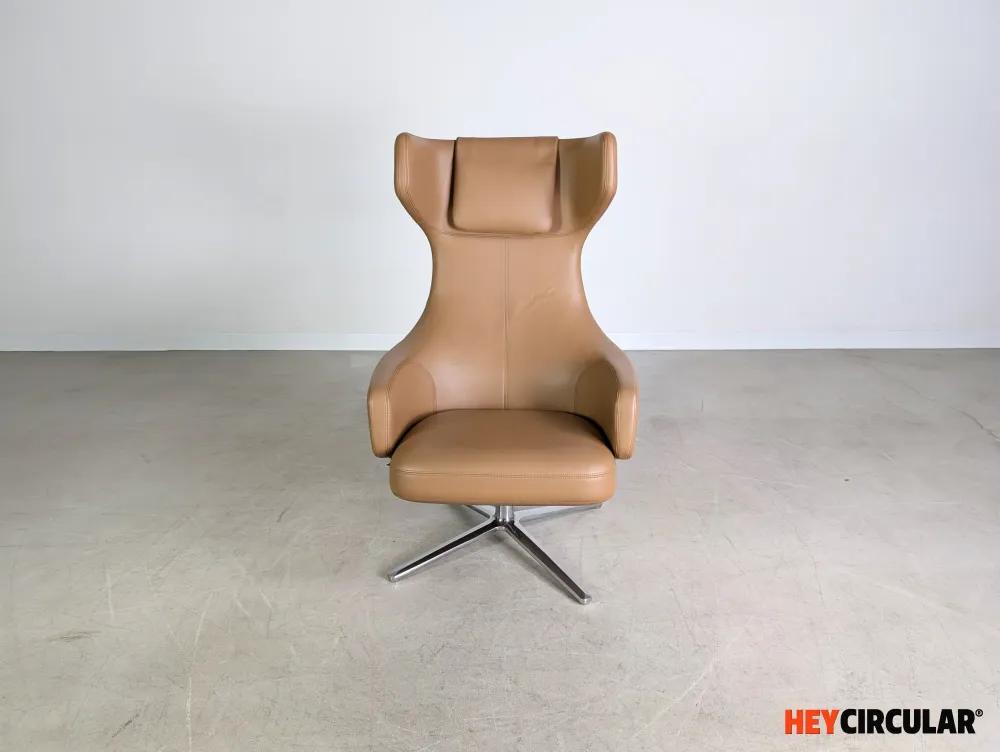 Original Vitra Grand Repos Sessel Antonio Citterio Leder cognac