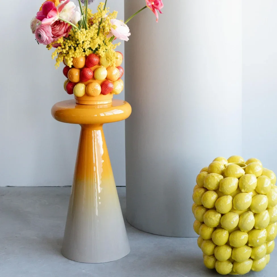 RICI Beistelltisch gelb mit beige