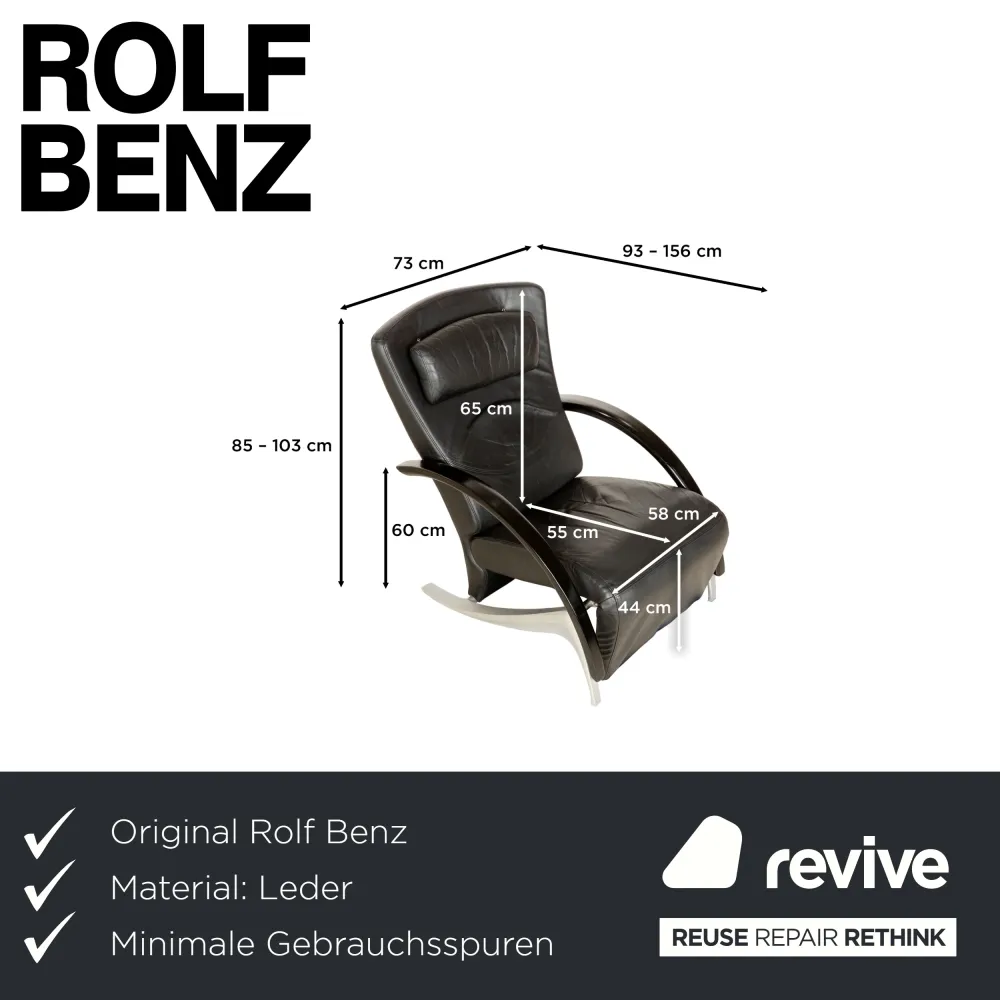 Rolf Benz 3100 Leder Sessel Schwarz manuelle Funktion