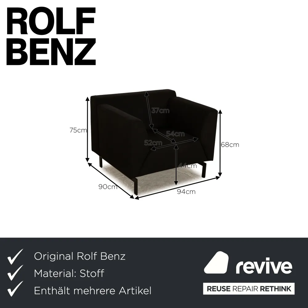 Rolf Benz 318 Linea Stoff Sessel Schwarz
