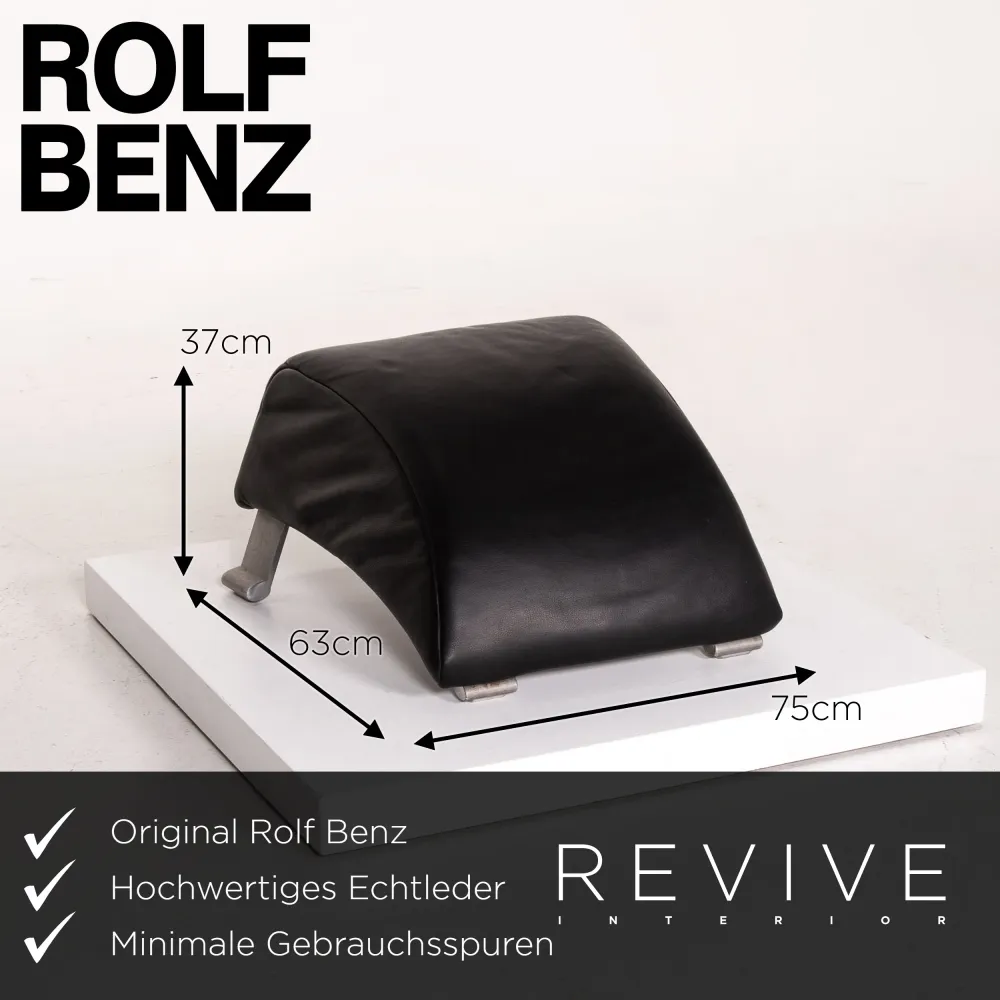 Rolf Benz 322 Leder Sessel Garnitur Schwarz 1x Sessel 1x Hocker #14237