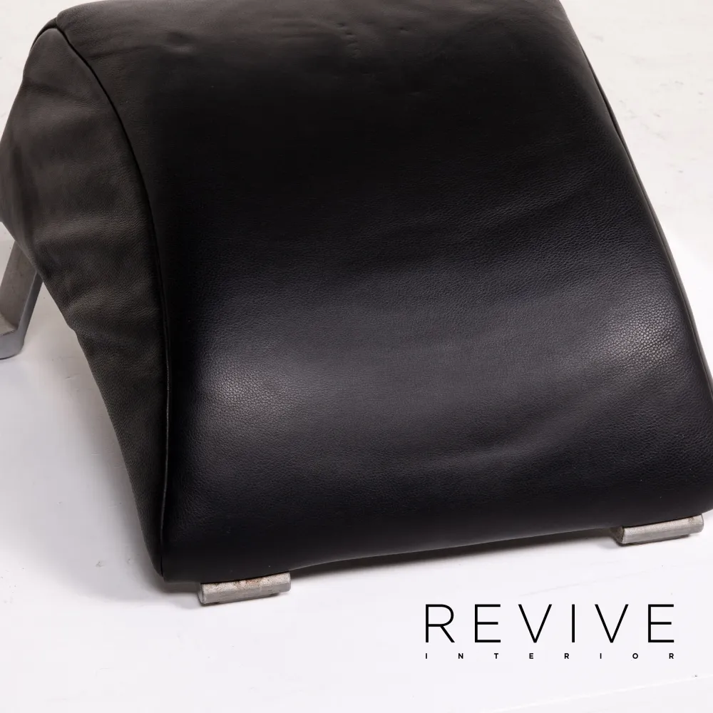 Rolf Benz 322 Leder Sessel Garnitur Schwarz 1x Sessel 1x Hocker #14237