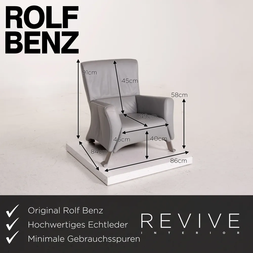 Rolf Benz 322 Leder Sessel Grau #15419