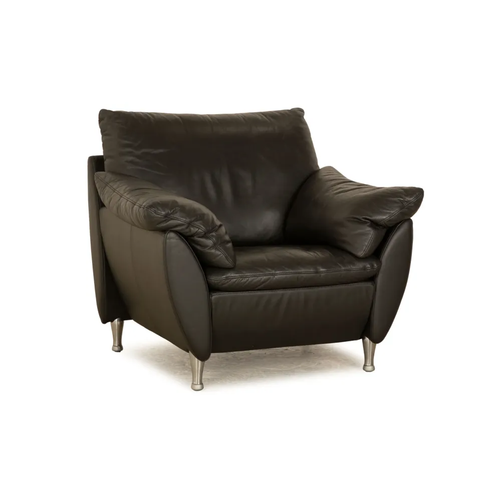 Rolf Benz 5600 Leder Sessel Anthrazit Dunkelgrau