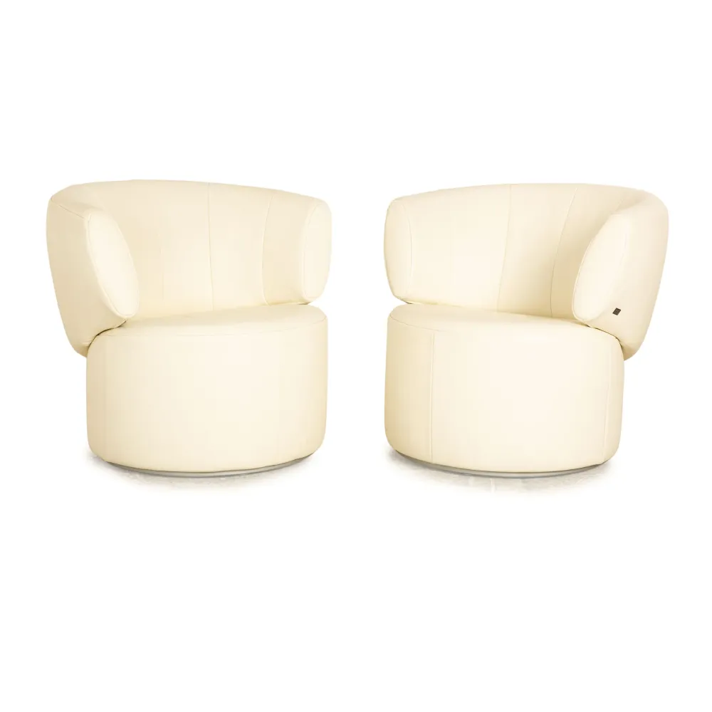 Rolf Benz 684 Leder Sessel Garnitur Creme Drehfunktion 2x Sessel