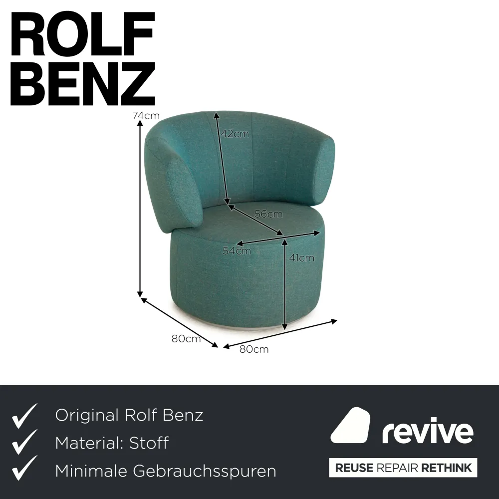 Rolf Benz RB 684 Stoff Sessel Blau Türkis Drehfunktion