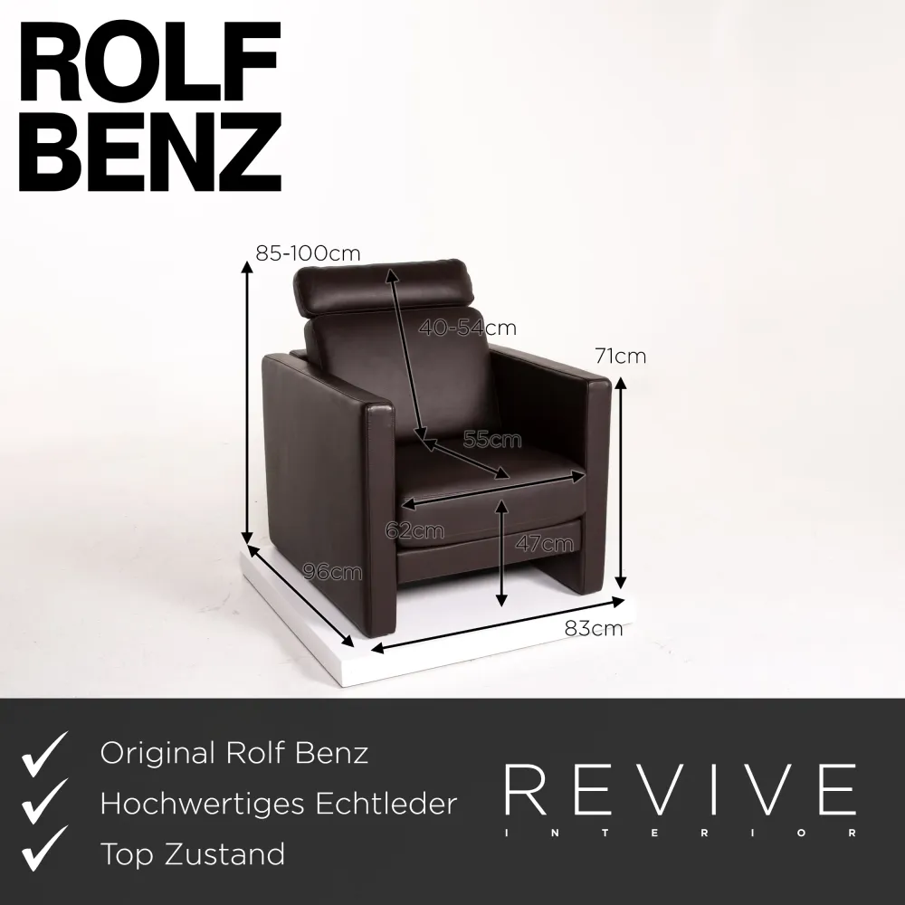 Rolf Benz Ego Leder Sessel Dunkelbraun Braun #14164