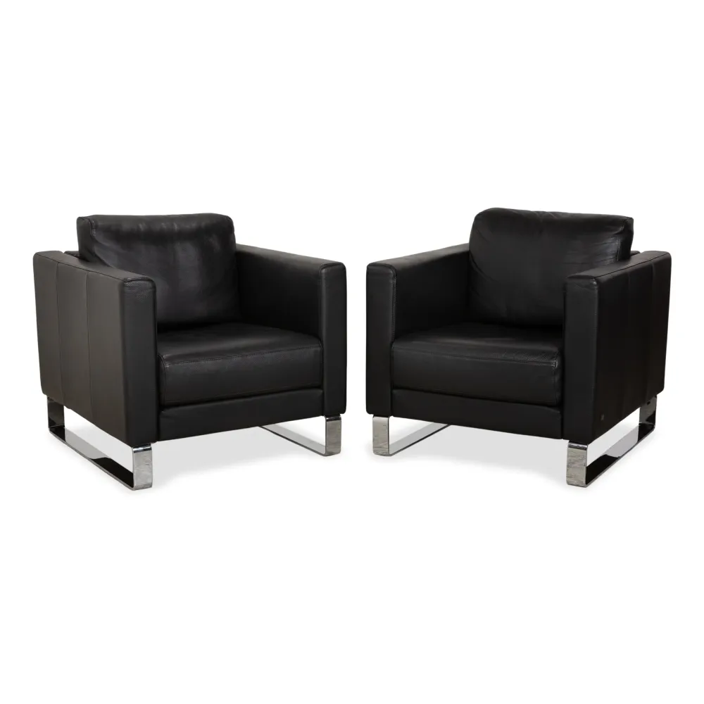 Rolf Benz Ego Leder 2x Sessel Schwarz