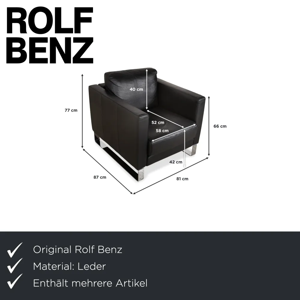 Rolf Benz Ego Leder 2x Sessel Schwarz