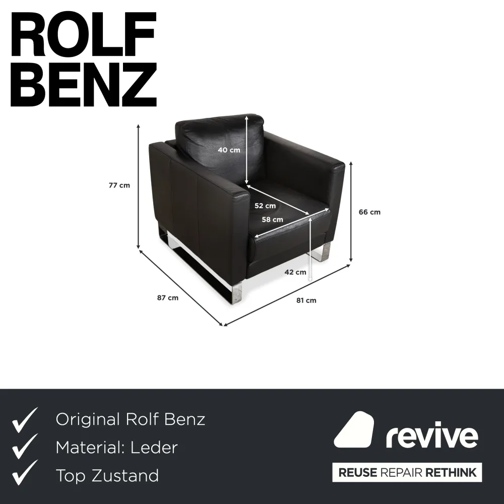 Rolf Benz Ego Leder Sessel Schwarz