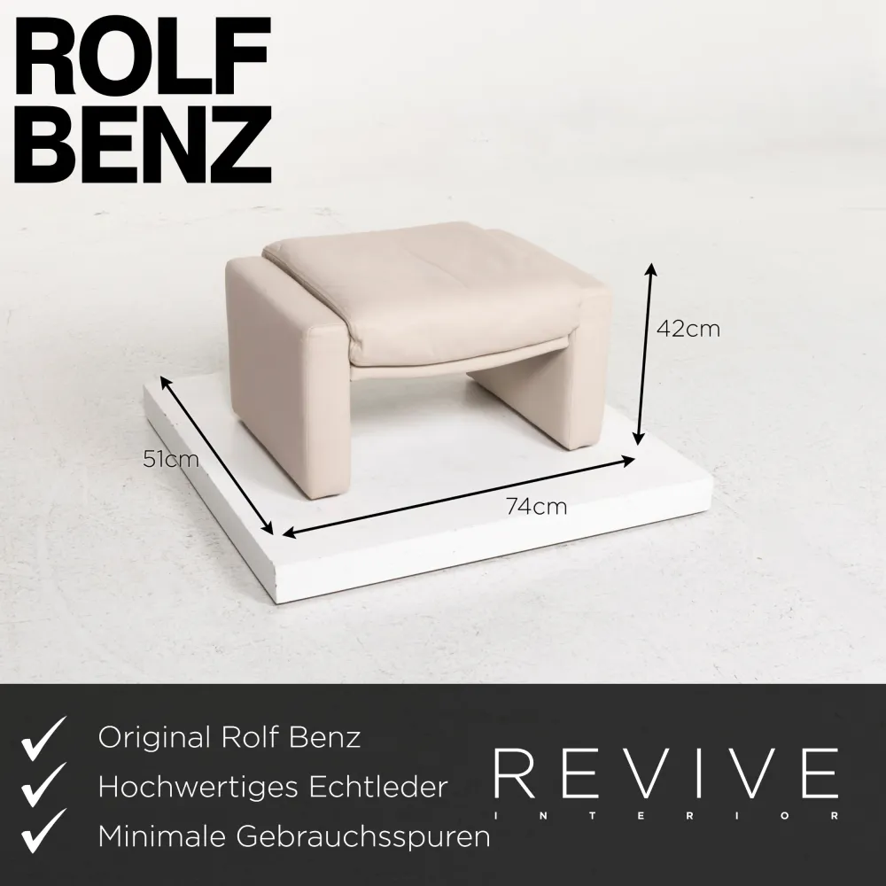 Rolf Benz Leder Sessel Garnitur Grau Hocker #13156