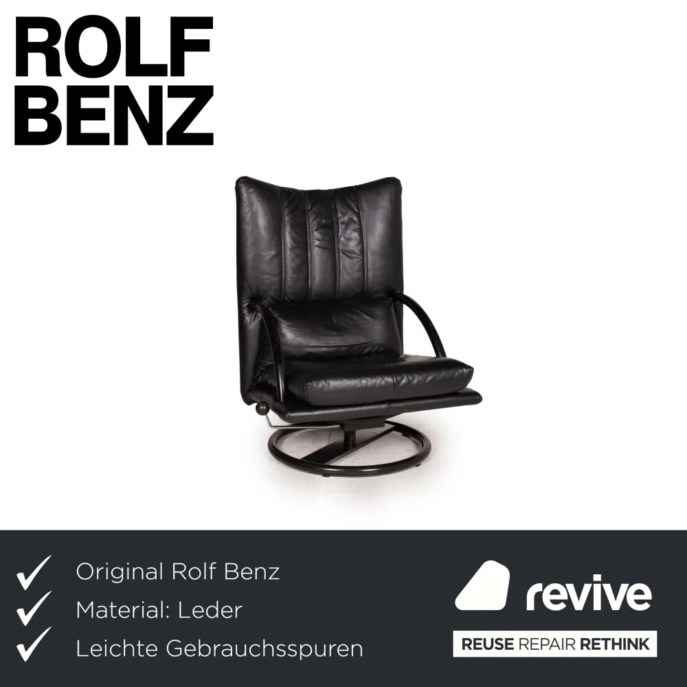 Rolf Benz Leder Sessel inkl Hocker Schwarz Outlet