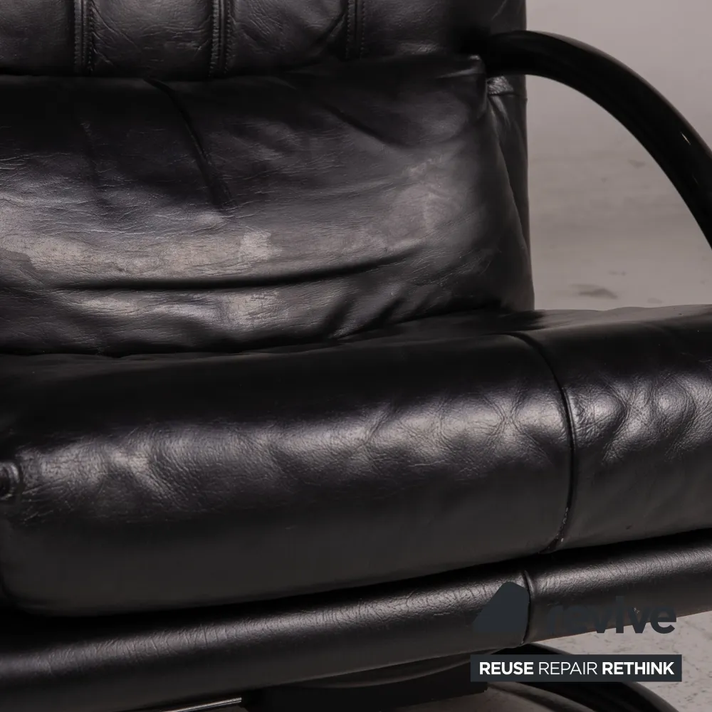 Rolf Benz Leder Sessel inkl Hocker Schwarz Outlet