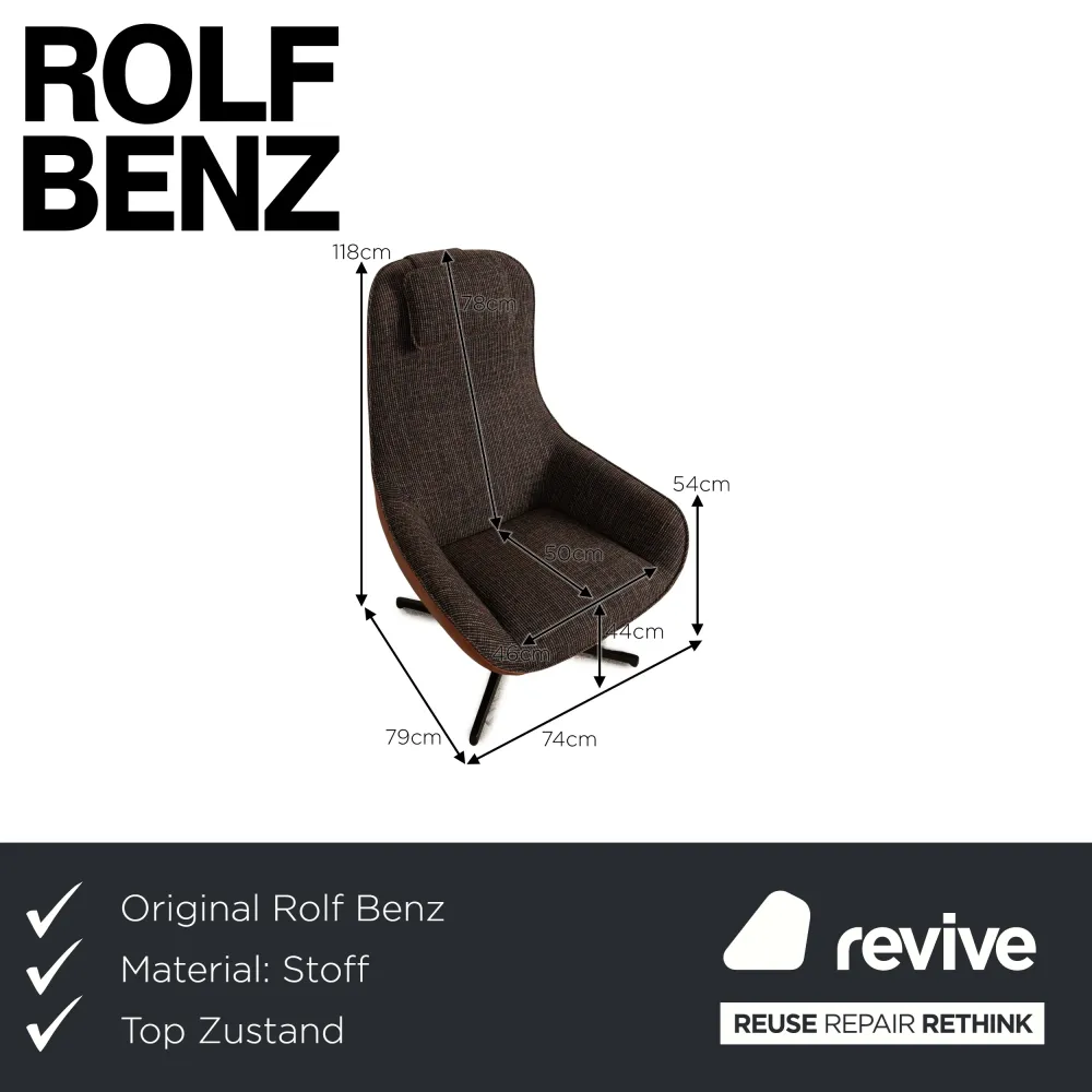 Rolf Benz MEG Stoff Sessel Grau inkl. Hocker Hochlehnsessel
