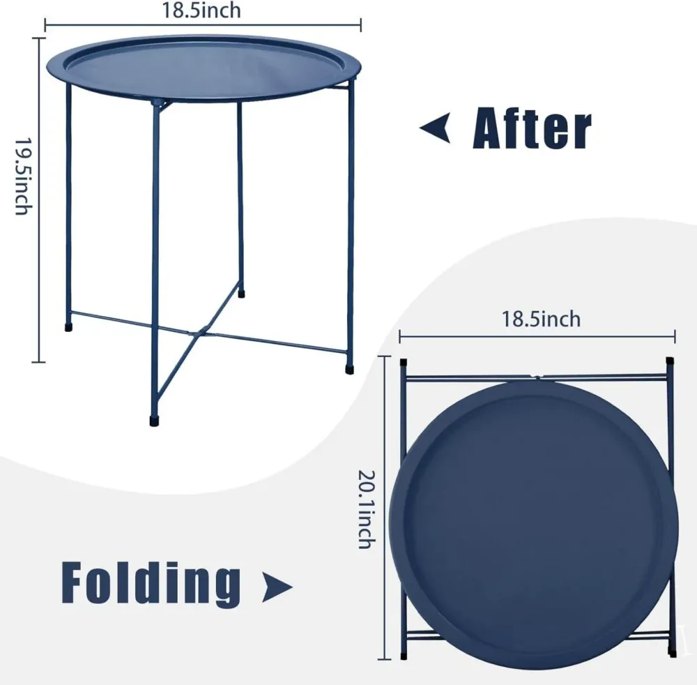 Runder Beistelltisch Metall Blau Stauraum Couchtisch modern