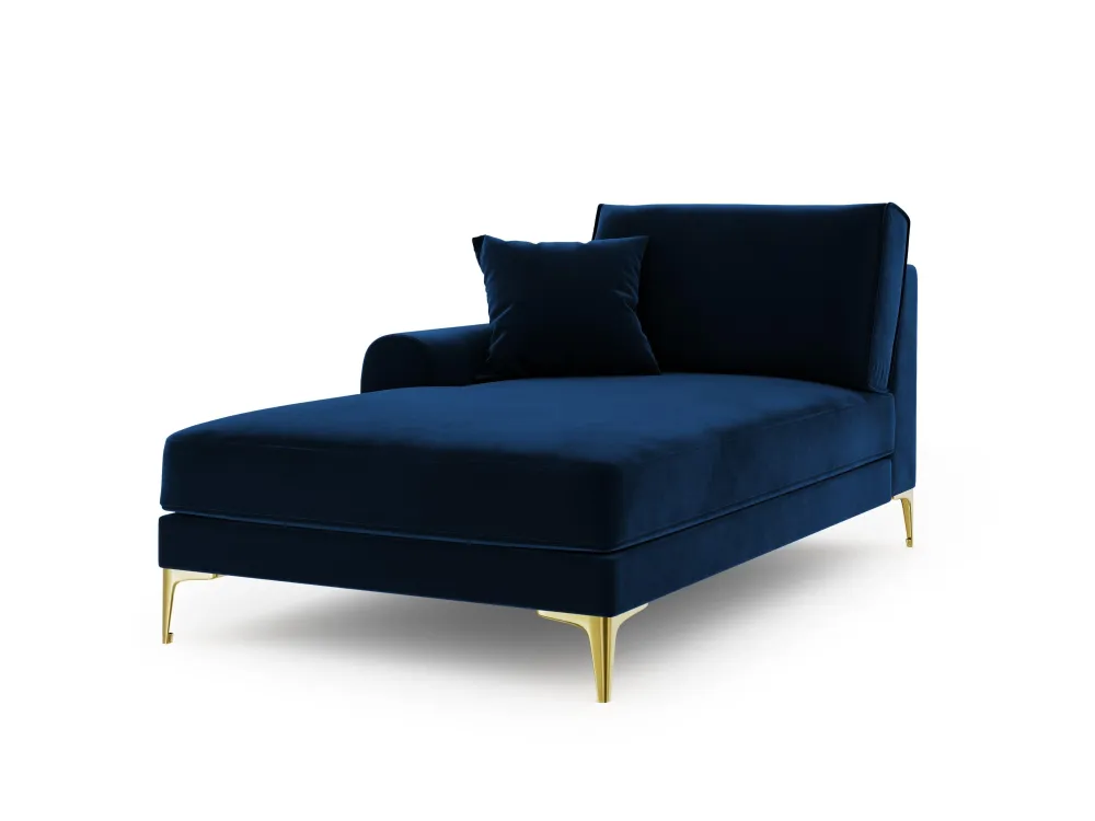 Samt -Chaise -Linde Sidelid Madara Royal Blue mit einer goldenen Basis