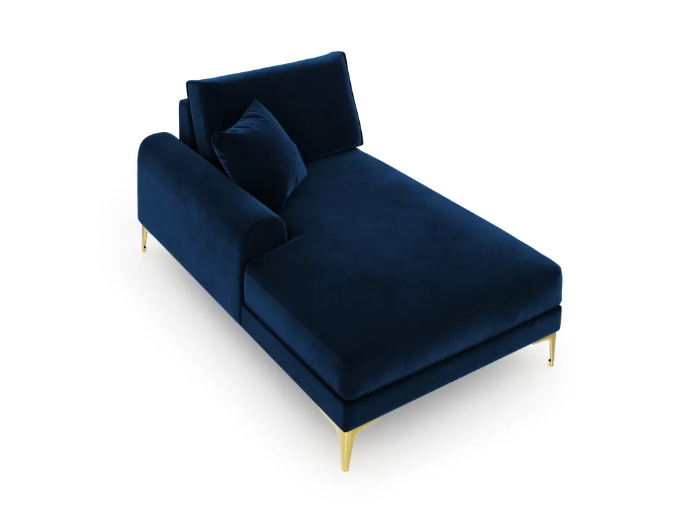 Samt -Chaise -Linde Sidelid Madara Royal Blue mit einer goldenen Basis