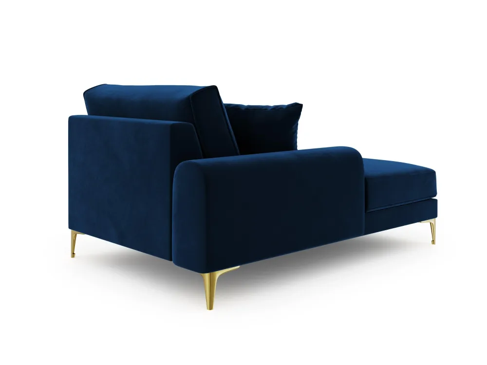 Samt -Chaise -Linde Sidelid Madara Royal Blue mit einer goldenen Basis