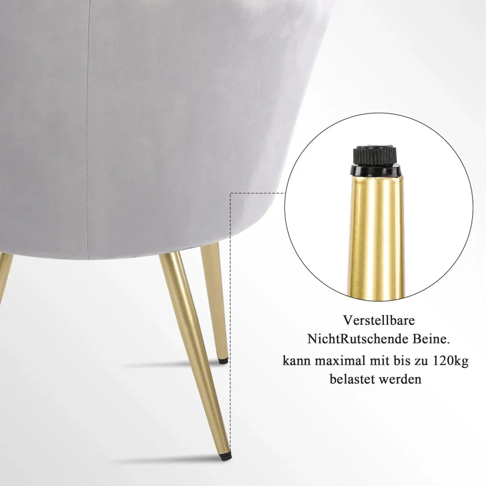 Samt Sessel Blumenform Dunkelgrau Gold Wohnzimmer