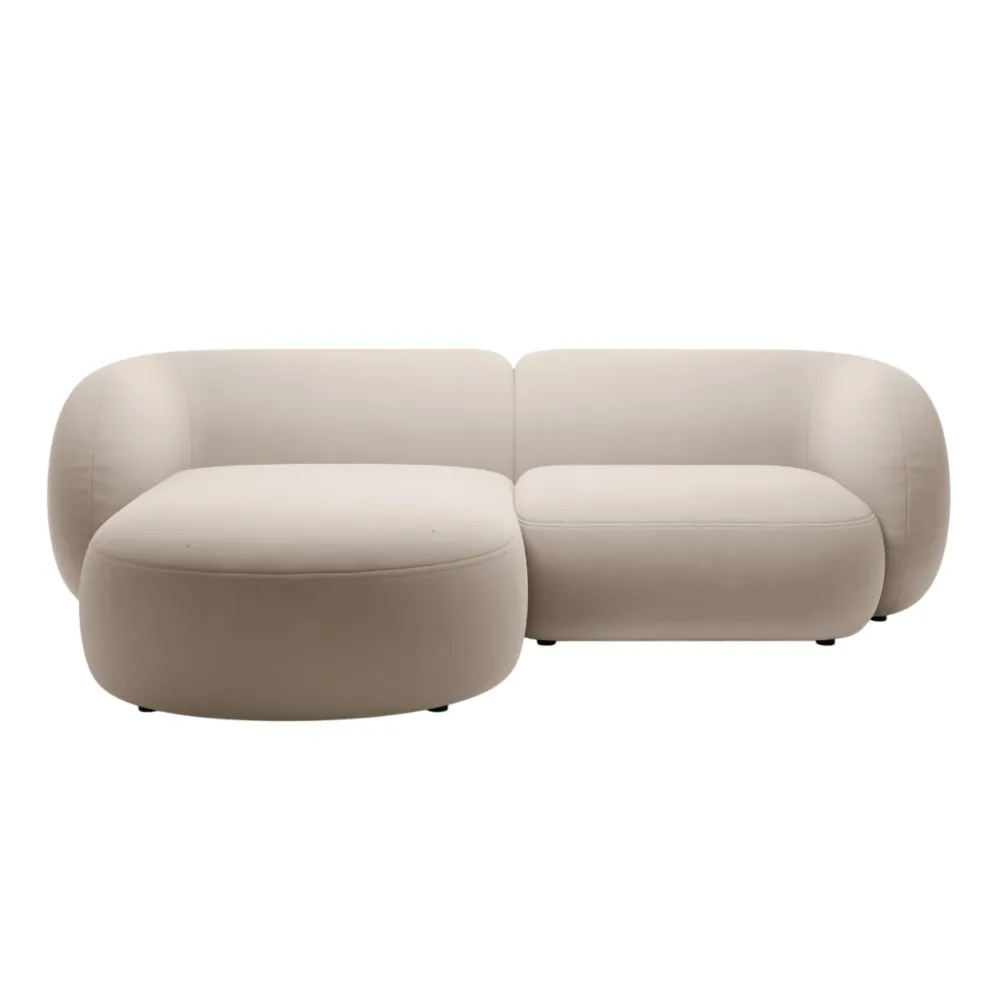 Samt-Ecksofa linksseitig 2-sitzig KATE beige