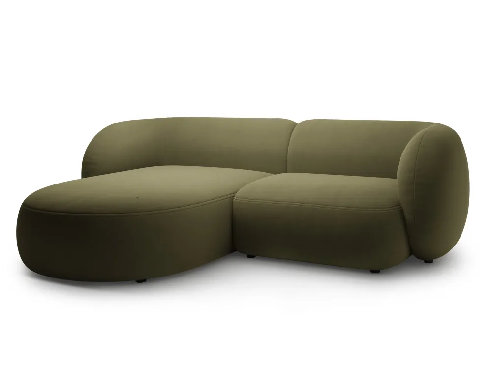 Samt-Ecksofa linksseitig 2-sitzig KATE grün