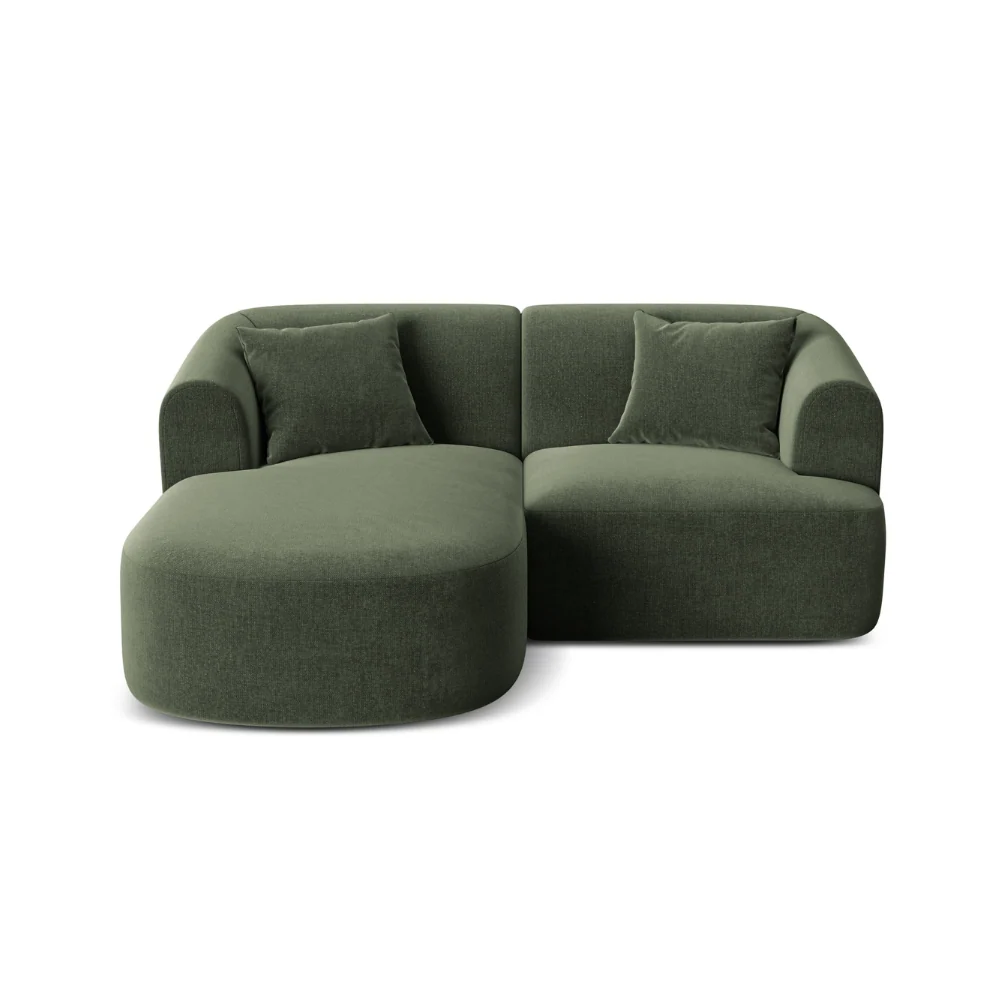 Samt-Ecksofa linksseitig 3-sitzig CAMPI grün