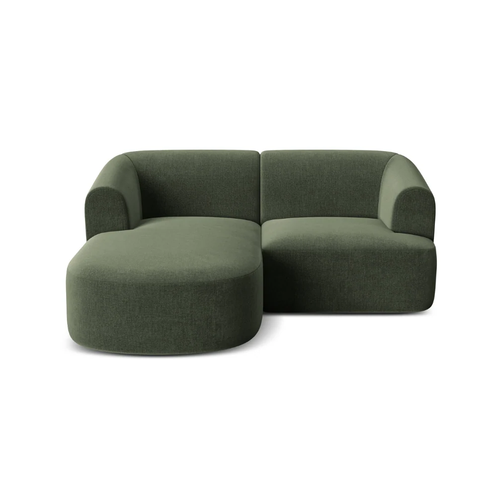 Samt-Ecksofa linksseitig 3-sitzig CAMPI grün