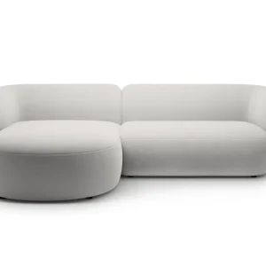 Samt-Ecksofa linksseitig 3-sitzig KATE hellgrau