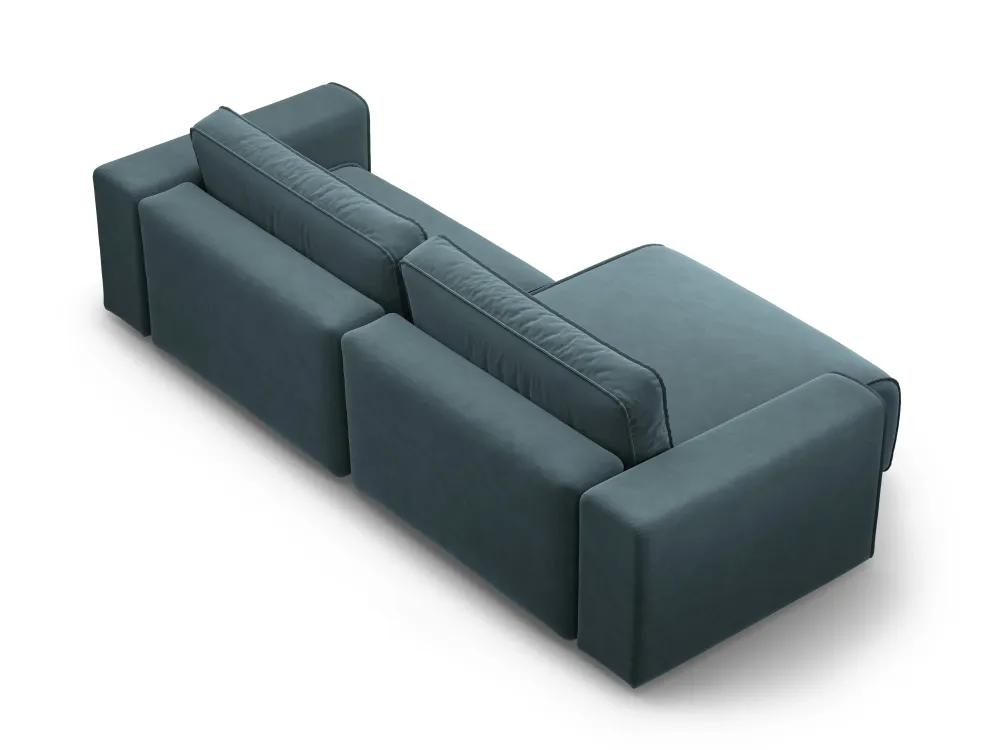 Samt-Ecksofa linksseitig 3-sitzig mit Schlaffunktion VICTOR blau