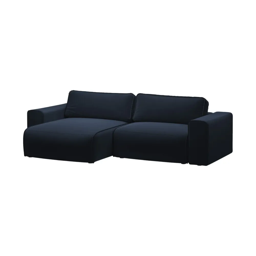 Samt-Ecksofa linksseitig 3-sitzig mit Schlaffunktion VICTOR Marineblau