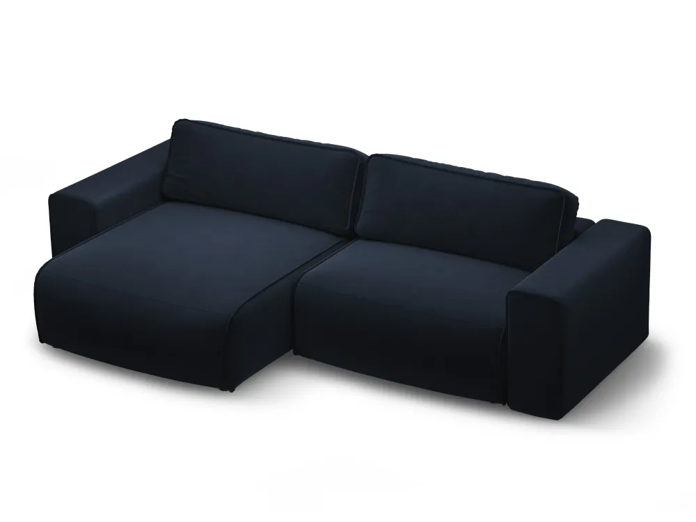 Samt-Ecksofa linksseitig 3-sitzig mit Schlaffunktion VICTOR Marineblau