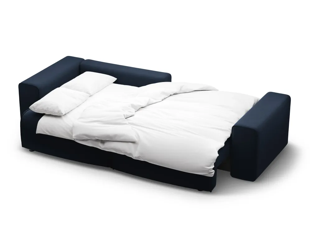 Samt-Ecksofa linksseitig 3-sitzig mit Schlaffunktion VICTOR Marineblau