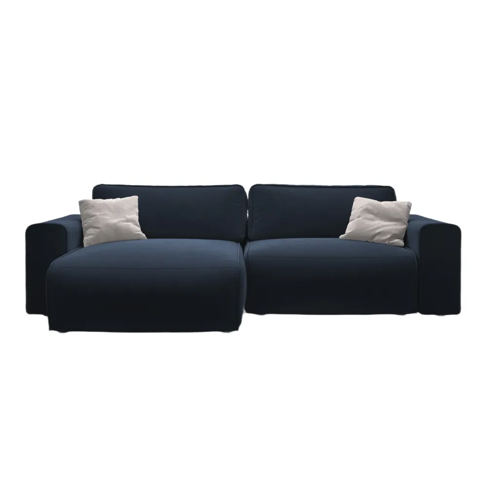 Samt-Ecksofa linksseitig 3-sitzig mit Schlaffunktion VICTOR Marineblau