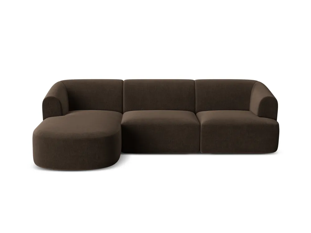Samt-Ecksofa linksseitig für 4 Personen CAMPI schokoladenbraun