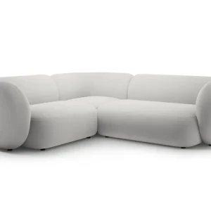 Samt-Ecksofa linksseitig für 4 Personen KATE hellgrau