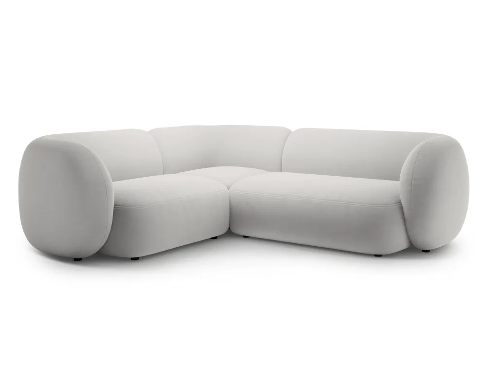 Samt-Ecksofa linksseitig für 4 Personen KATE hellgrau