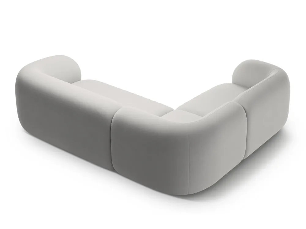 Samt-Ecksofa linksseitig für 4 Personen KATE hellgrau