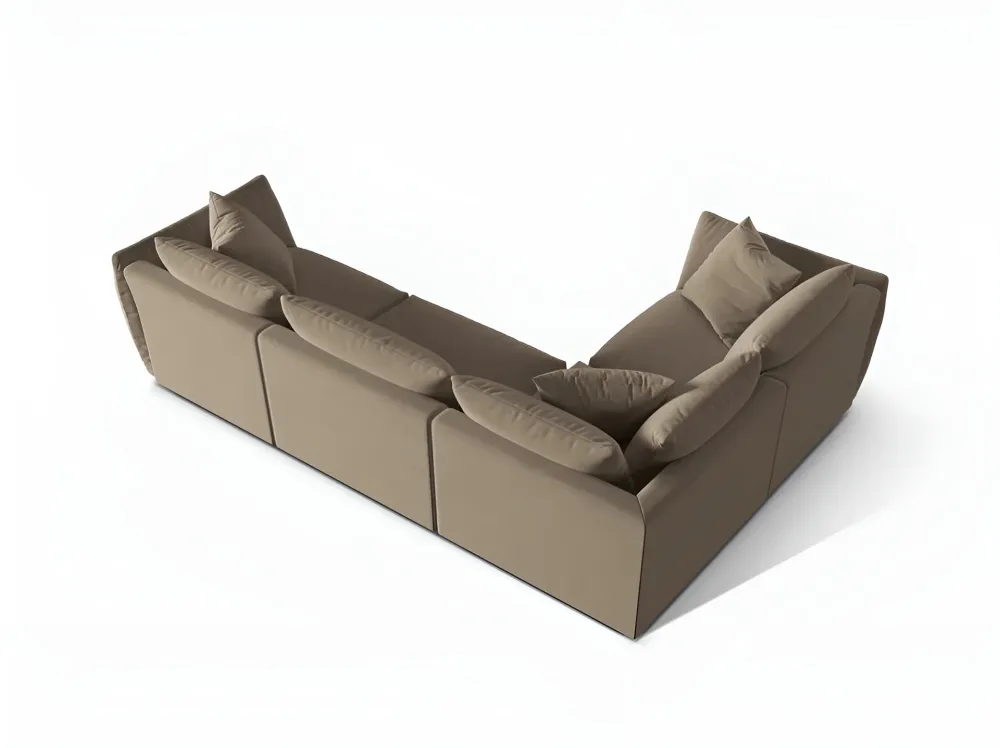 Samt-Ecksofa für 4 Personen links CHRIS hellbraun
