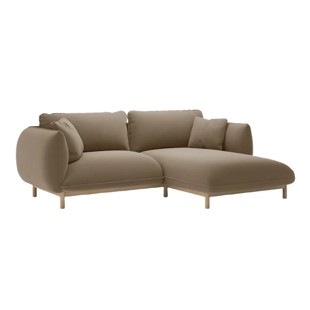 Samt-Ecksofa rechts ADA hellbraun