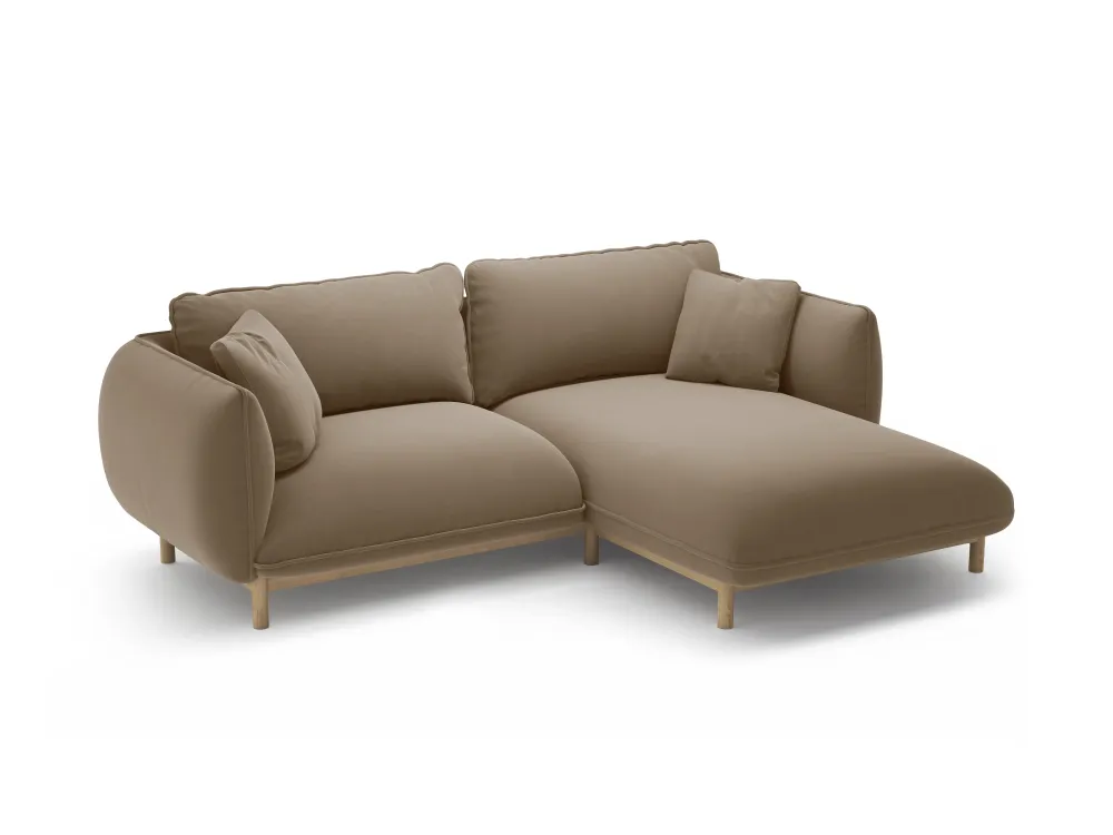Samt-Ecksofa rechts ADA hellbraun
