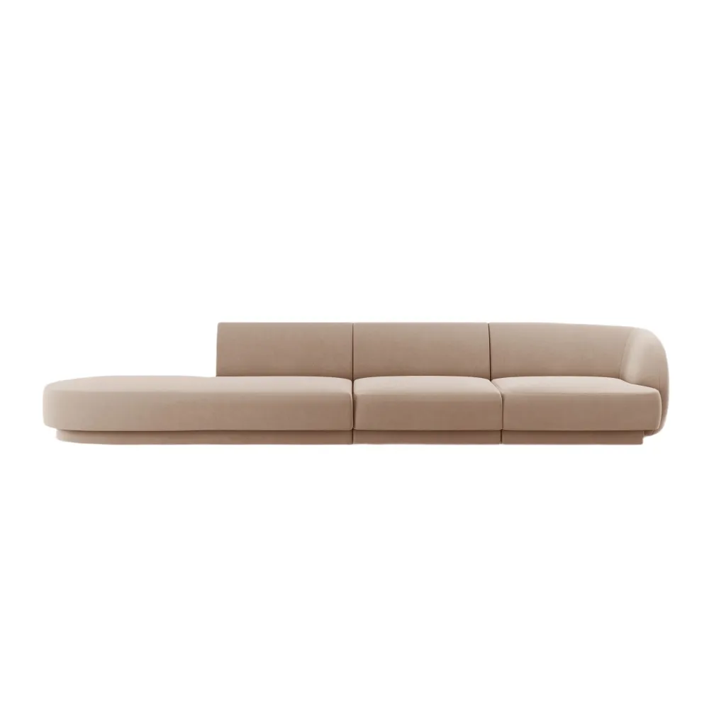 Samtsofa linksseitig 4-sitzig offen MILEY cappuccino