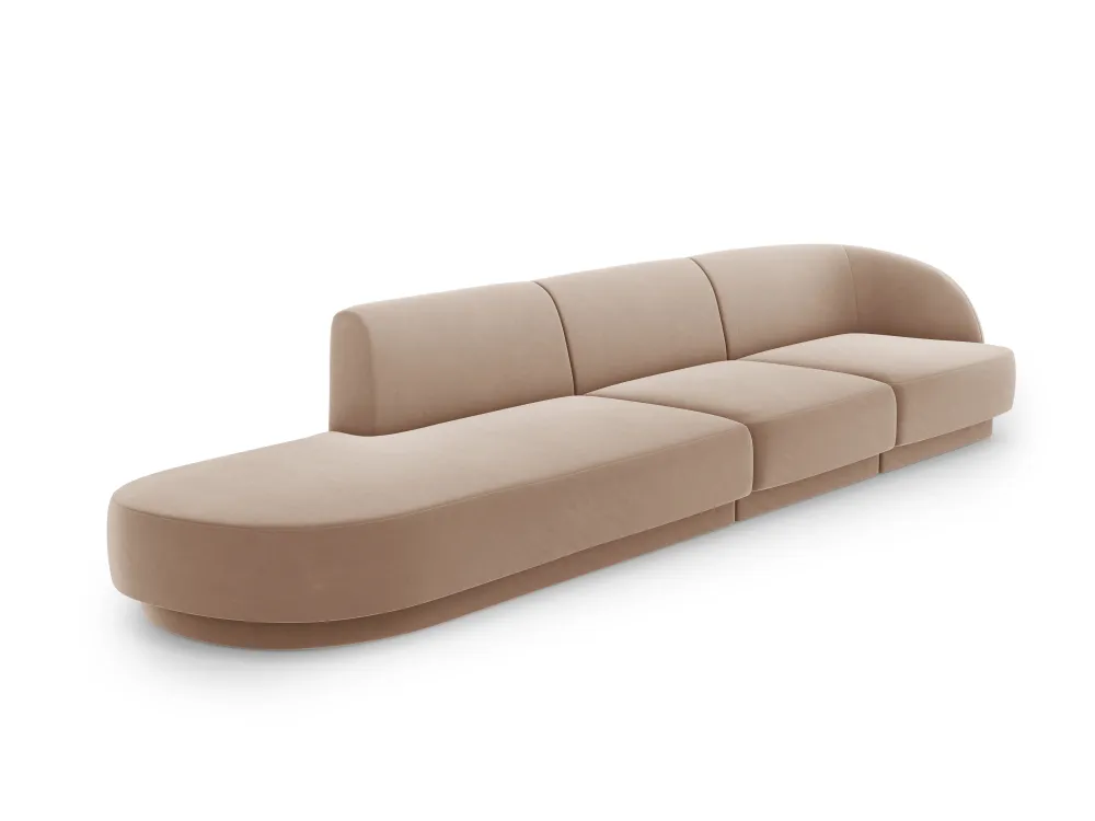 Samtsofa linksseitig 4-sitzig offen MILEY cappuccino