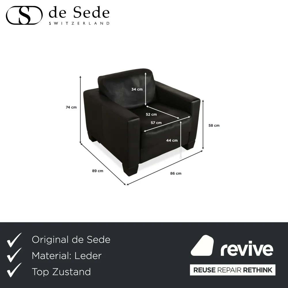de Sede DS-270 Leder Sessel Schwarz Schiefer