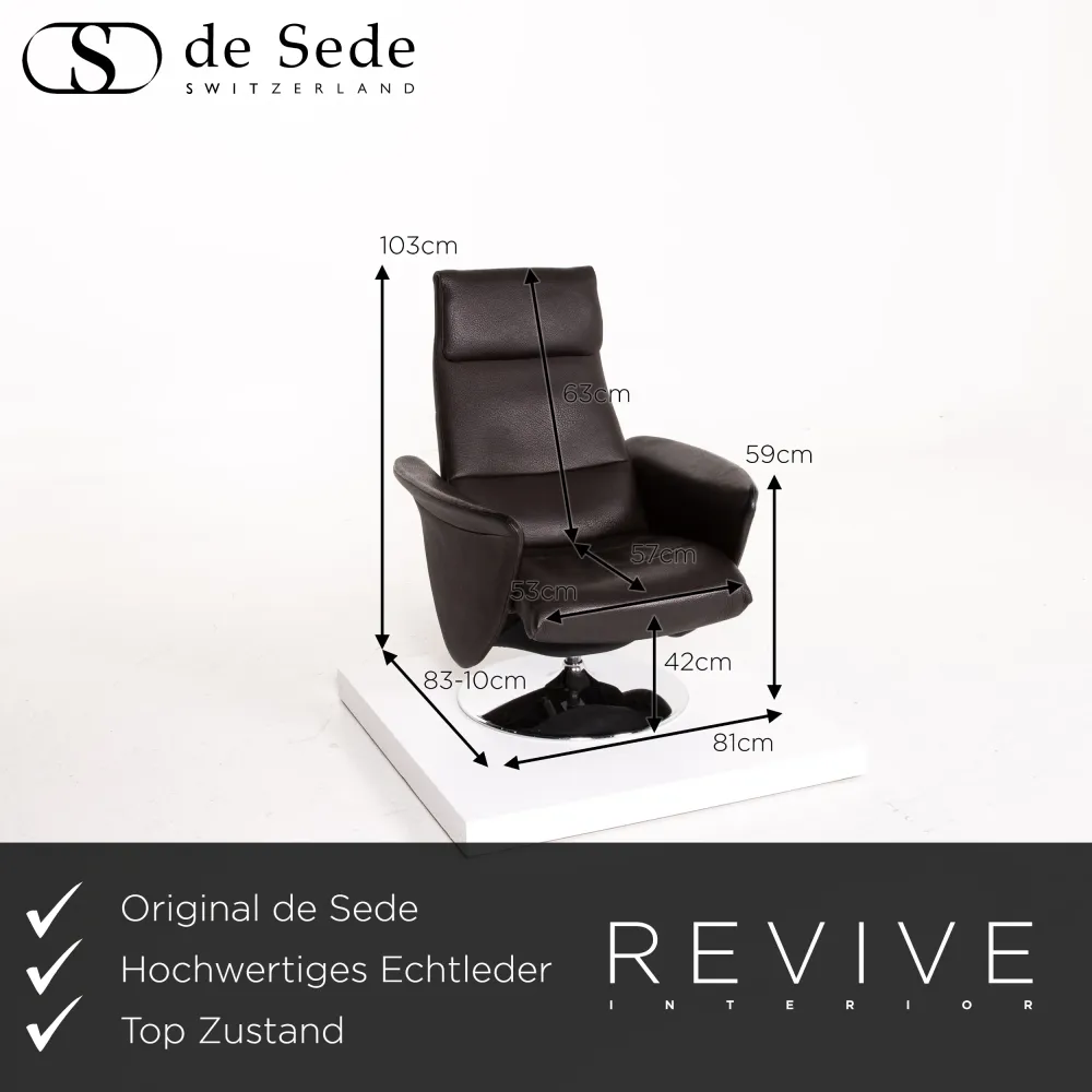 de Sede Leder Sessel Dunkelbraun Braun Funktion Relaxfunktion Relaxsessel #14097