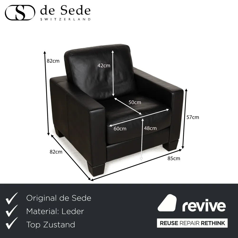 De Sede für WK Wohnen DS-17/WK 612 Leder Sessel Schwarz