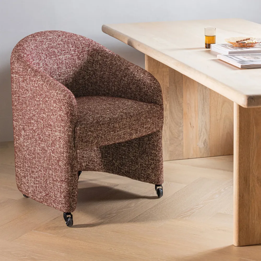 Sessel auf Rollen CORDO rostbraun meliert