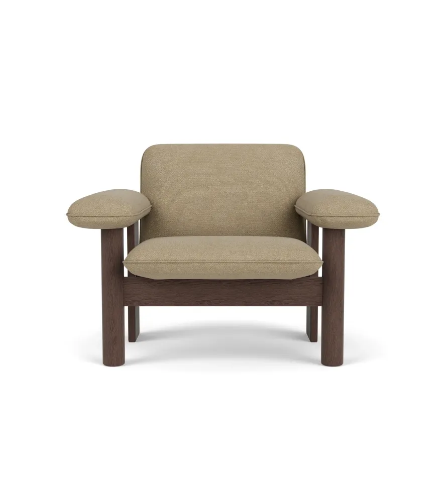 Sessel BRASILIA beige mit dunklem Eichenfuß