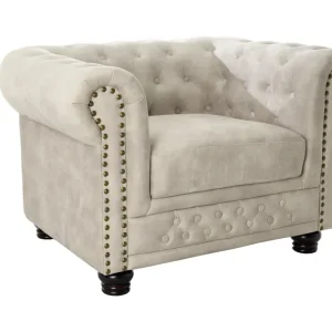 Sessel Chesterfield Champagner Samt