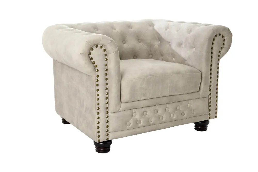 Sessel Chesterfield Champagner Samt