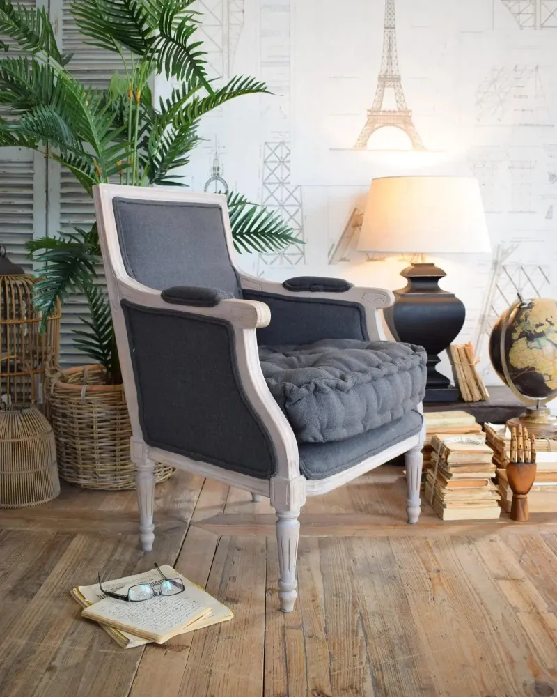 Sessel Dark Side aus Holz und Stoff